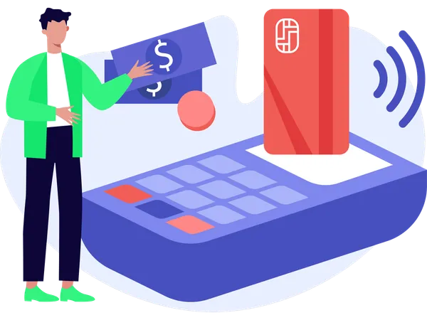 Businessman paying shopping bill from Card Payment  Illustration