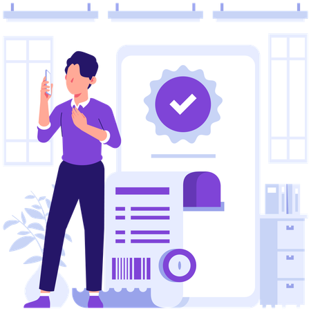 Businessman paying shopping bill  Illustration