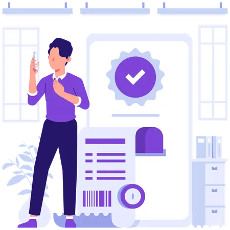 Businessman paying shopping bill  Illustration