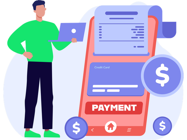 Businessman paying shopping Bill Payment  Illustration