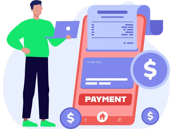 Businessman paying shopping Bill Payment  Illustration