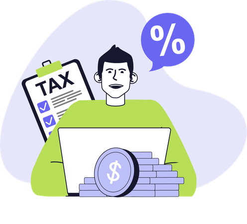 Businessman paying tax online  Illustration