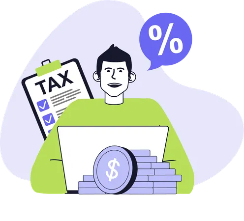 Businessman paying tax online  Illustration