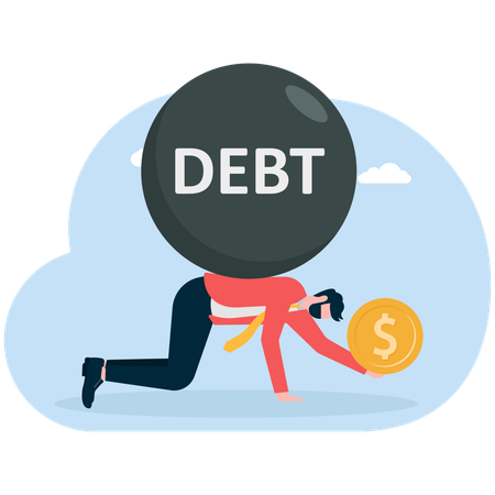 Businessman pays debt  Illustration