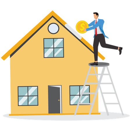 Businessman pays for home loan  Illustration