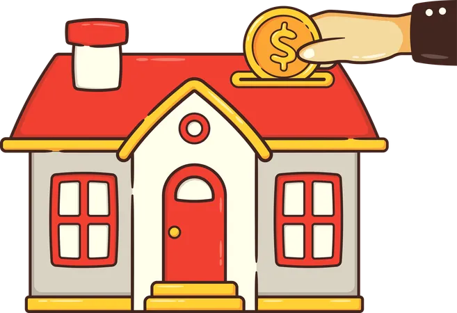 Businessman pays home loan to purchase new house  Illustration