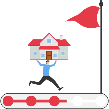 Businessman pays house loan targets  Illustration