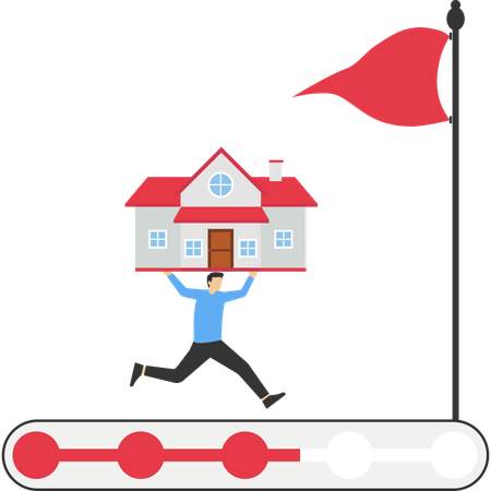 Businessman pays house loan targets  Illustration