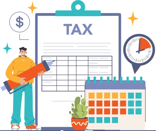 Businessman pays income tax  Illustration