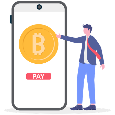 Businessman pays online money  Illustration