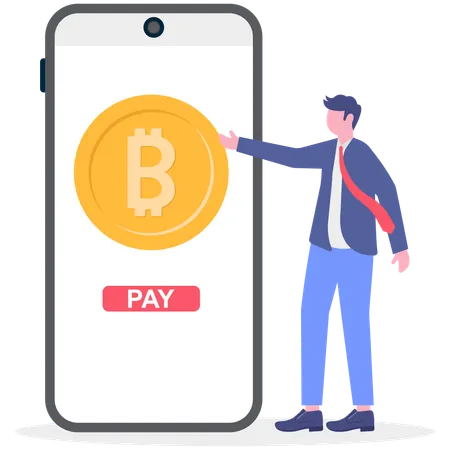 Businessman pays online money  Illustration