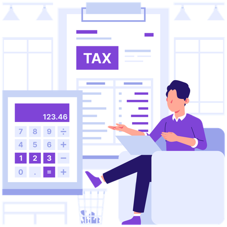 Businessman pays online tax  Illustration