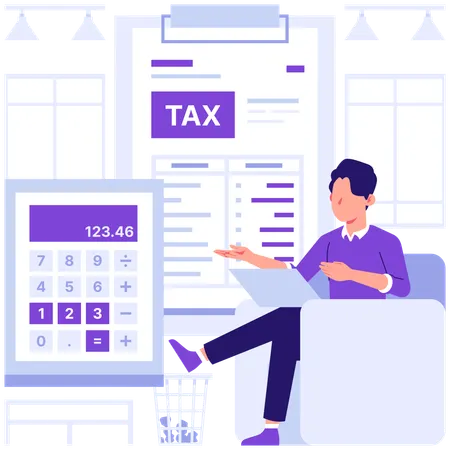 Businessman pays online tax  Illustration