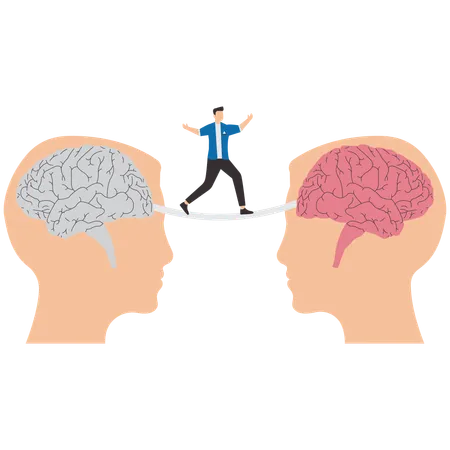 Businessman people move from dead brain hanging to living brain  Illustration