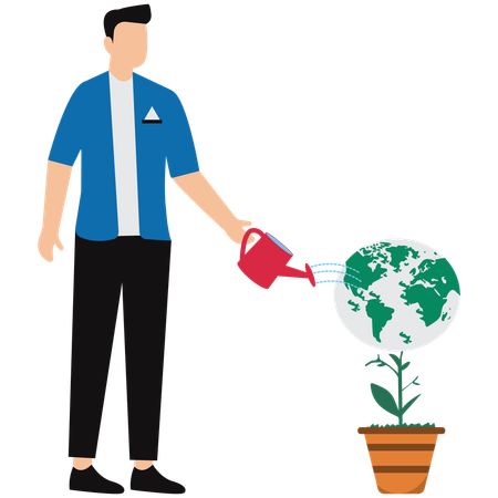 Businessman performing global responsibility  Illustration