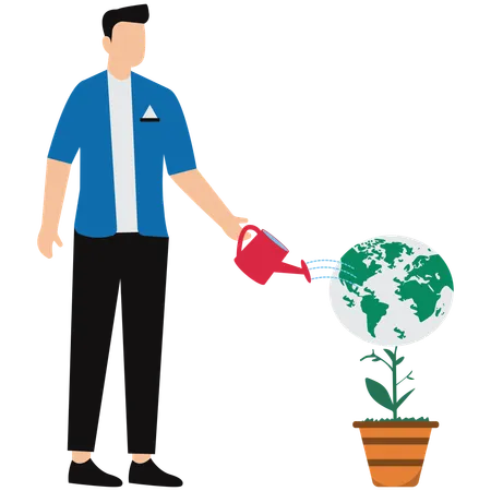 Businessman performing global responsibility  Illustration