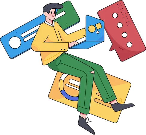 Businessman performs business call for target achievement  Illustration