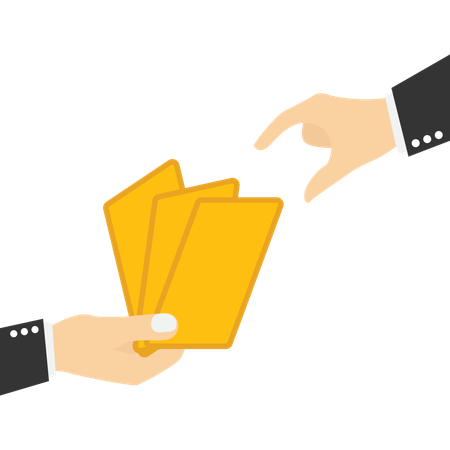 Businessman picking up play cards  Illustration