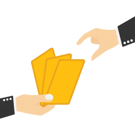 Businessman picking up play cards  Illustration