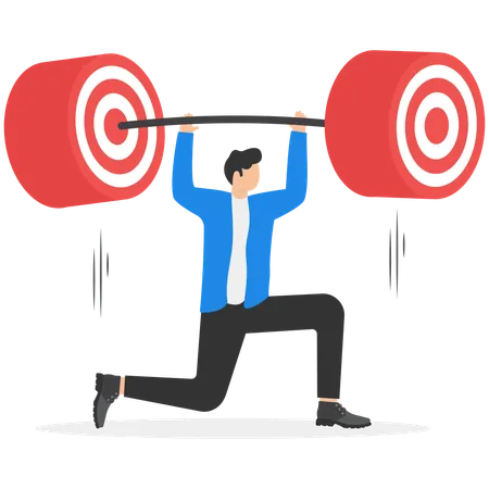 Business With Weightlifting Concept Business Vector Illustration Flat Business Style Cartoon Character Target イラスト