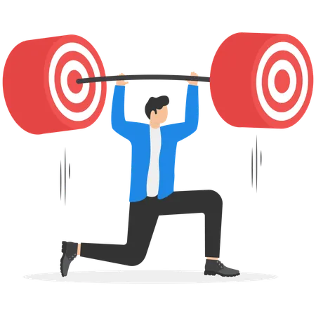 Businessman picking up weightlifting rod  Illustration