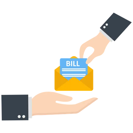 Businessman picks a bill from an envelope  Illustration