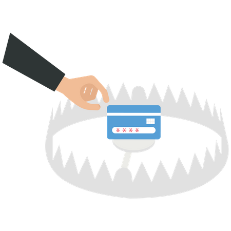 Businessman picks a credit card in a trap  Illustration