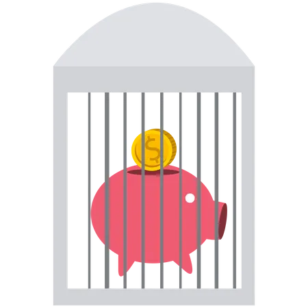 Businessman picks a piggy bank in a trap  Illustration