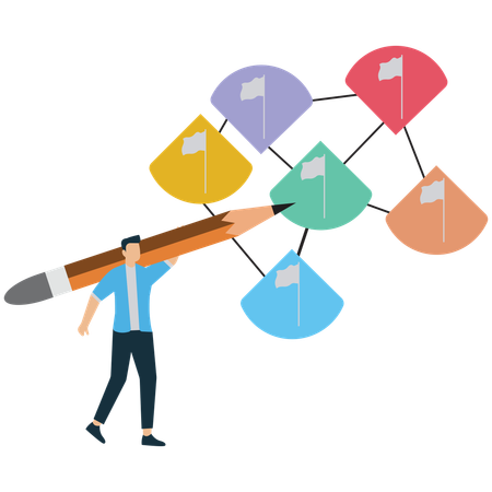 Businessman Planning and Mapping Goals for Success  Illustration