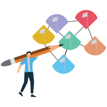 Businessman Planning and Mapping Goals for Success  Illustration