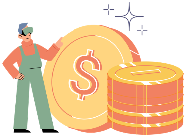 Businessman planning business budget  Illustration