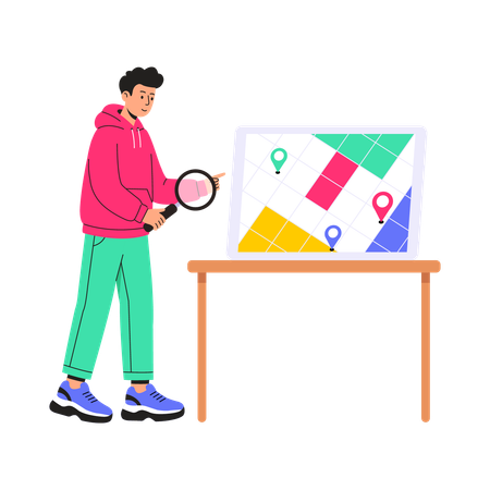 Businessman Planning Business Map  Illustration
