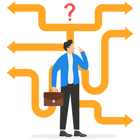 Businessman planning different alternatives  Illustration