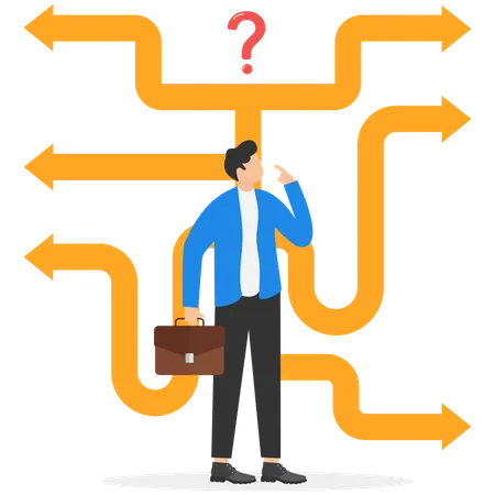 Businessman planning different alternatives  Illustration