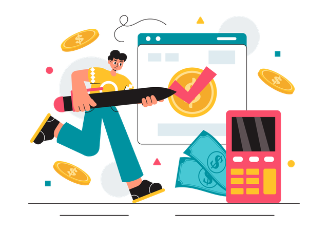 Businessman planning his money  Illustration