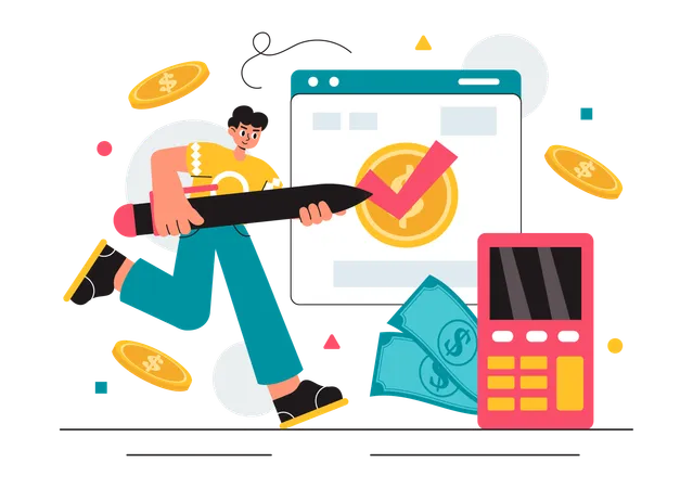 Businessman planning his money  Illustration