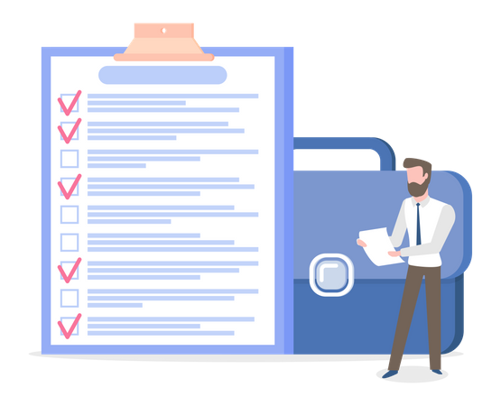 Businessman planning monthly schedule  Illustration