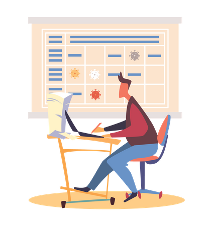 Businessman planning schedule during coronavirus  Illustration