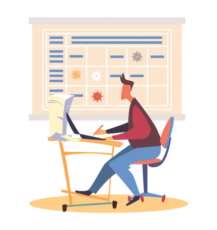 Businessman planning schedule during coronavirus  Illustration