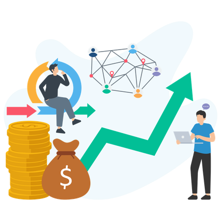Businessman planning successful agile project management strategy for roi increase  Illustration