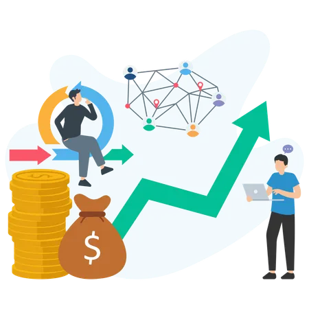 Businessman planning successful agile project management strategy for roi increase  Illustration