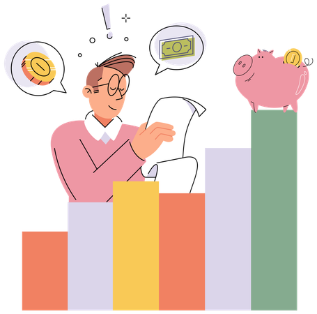 Businessman planning successful money investment graph  Illustration