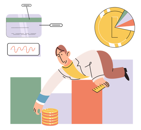 Businessman planning successful money investment graph  Illustration