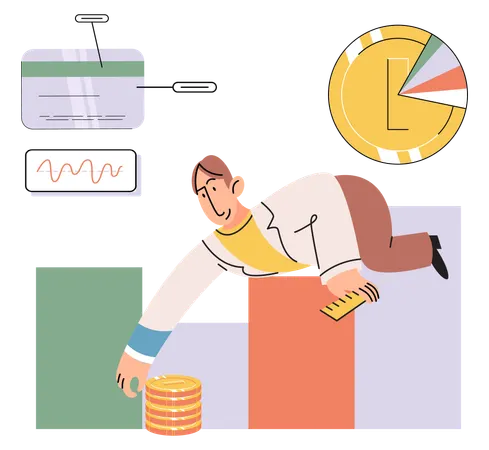 Businessman planning successful money investment graph  Illustration