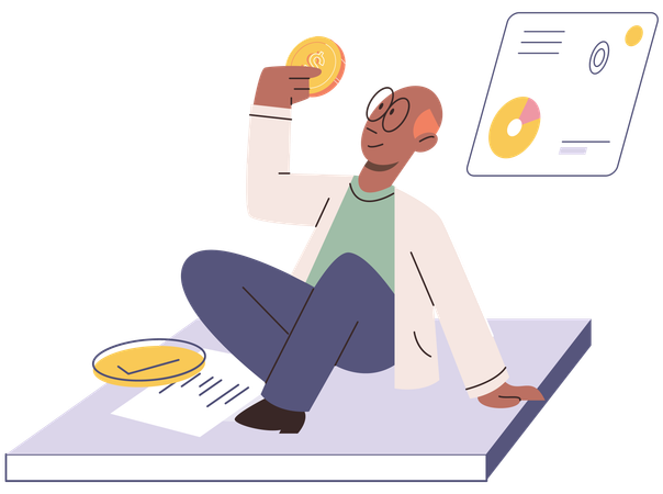 Businessman planning successful money investment graph  Illustration