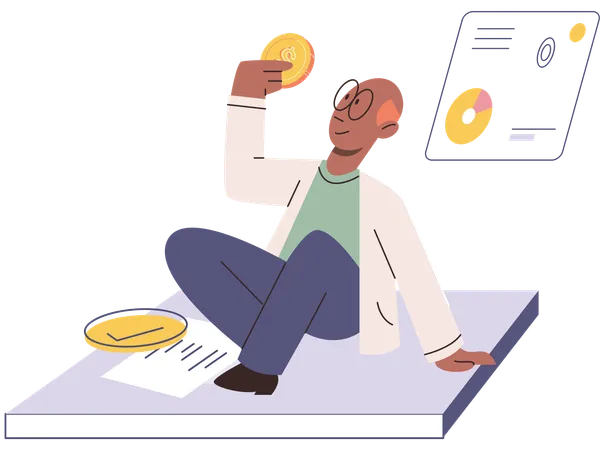 Businessman planning successful money investment graph  Illustration