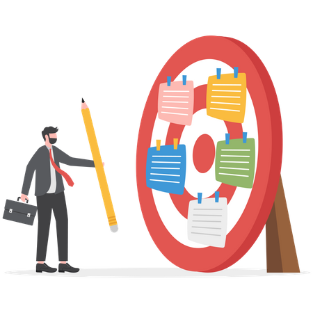 Businessman Planning With Categorised Sticky Notes Work For Project Management And Sorting Important  Illustration