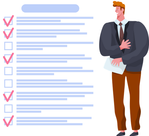 Businessman planning with checklist  Illustration