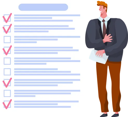 Businessman planning with checklist  Illustration