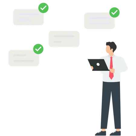 Businessman planning work and scheduling tasks  Illustration